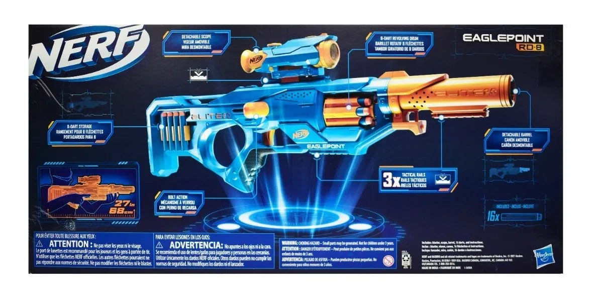 Nerf Pack 4 Nerf Elite 2.0 Eaglepoint Rd-8 16 Dardos Hasbro Multicolor