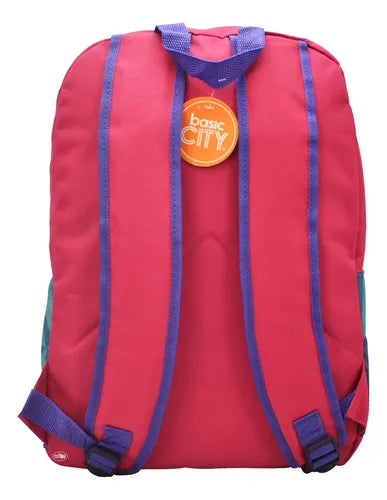 Mochila Escolar Estampada Rosa 17L BASIC CITY BP11OBC-01X