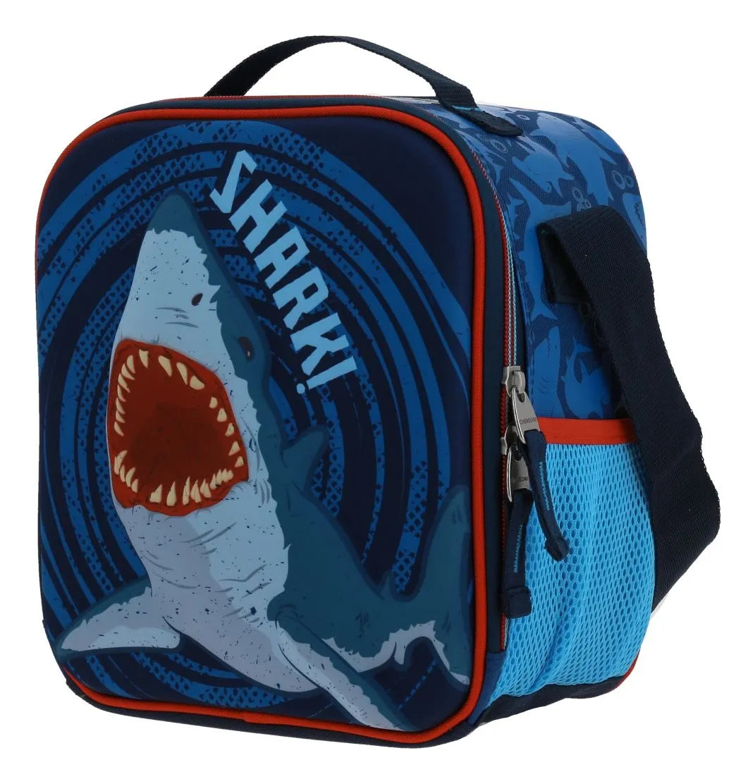 Mochila Con Ruedas Led Y Lonchera Shark Primaria Chenson Azul Impresion 3d