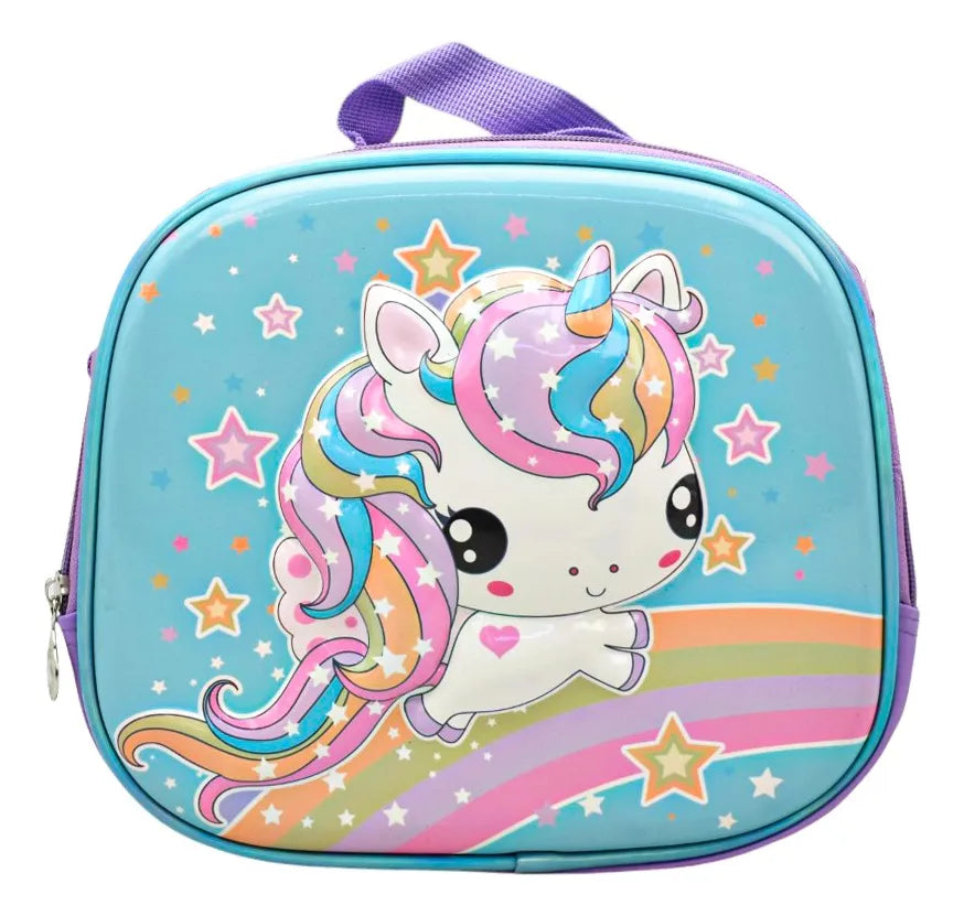 Lonchera Termica Unicornio Feliz Ll24bpp519 Detalle Azul 3d
