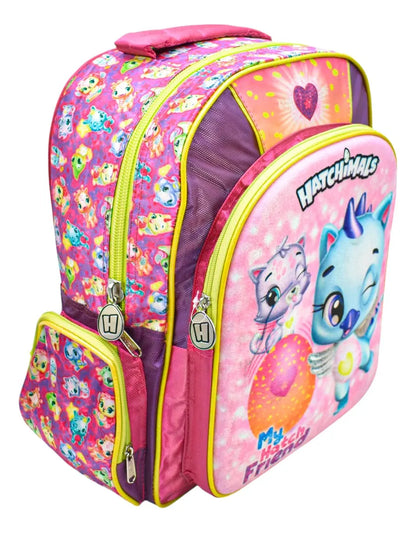 Mochila Hatchimals Terciopelo Primaria 148307 Original Ruz Con Detalle Violeta/rosa Terciopelo/3d
