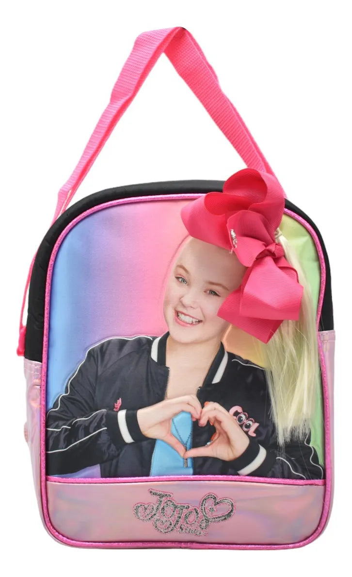 Mochila Y Lonchera Jojo Siwa Cabello Kit 2pz Primaria Atm Negro Rosa Estampado, Relieve
