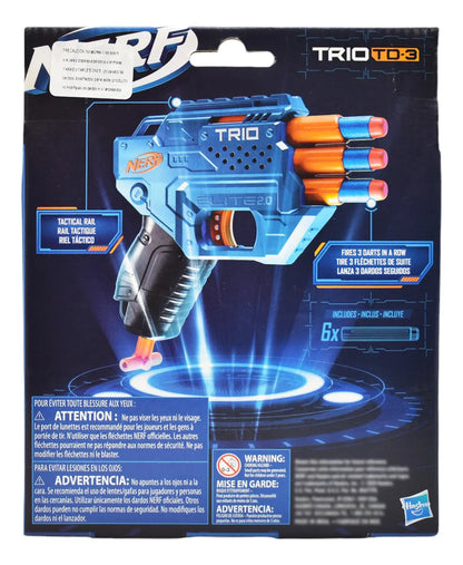 Nerf Elite 2.0 Trio Td-3 3 Cañones Lanzador 6 Dardos Hasbro Azul Petróleo