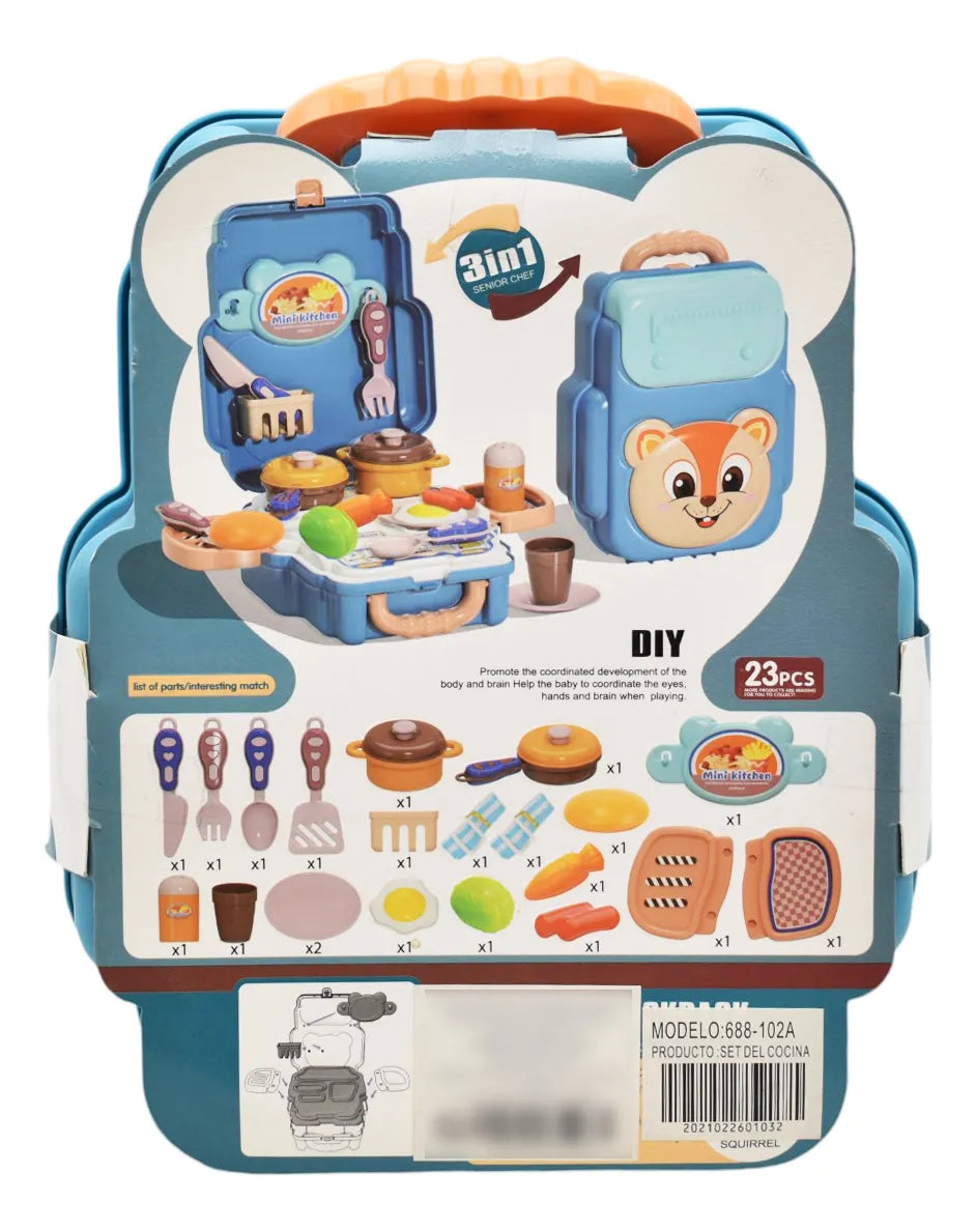Set De Cocina Mini 23 Pz Azul Senior Chef 688-102a Azul Acero