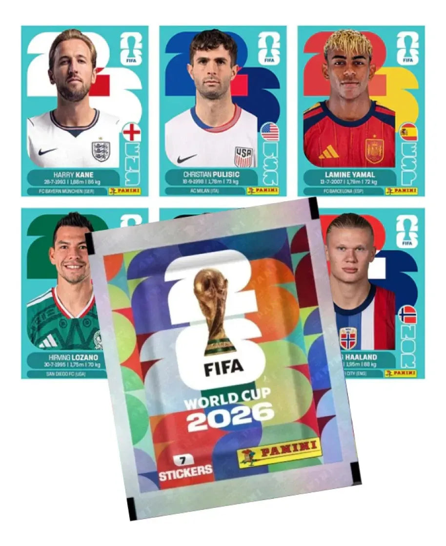 Pack X5 Sobres Figuritas Mundial 2026 Panini Mundial 2026