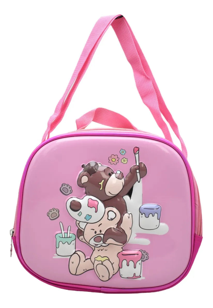 Mochila Osos Kit 3pz Primaria Ll24bpp511 Detalle Rosa Chicle 3d