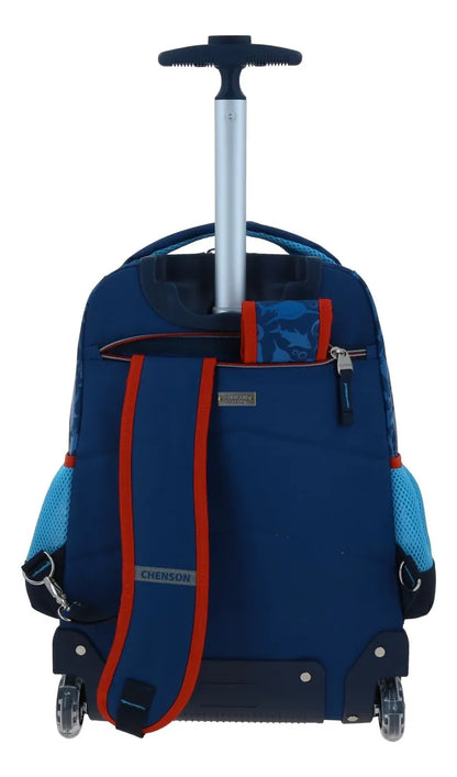 Mochila Con Ruedas Led Y Lonchera Shark Primaria Chenson Azul Impresion 3d
