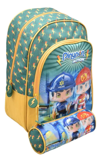 Mochila Pinypon Action Kit 4pz #4 Primaria 15982 Famosa Verde Etampado