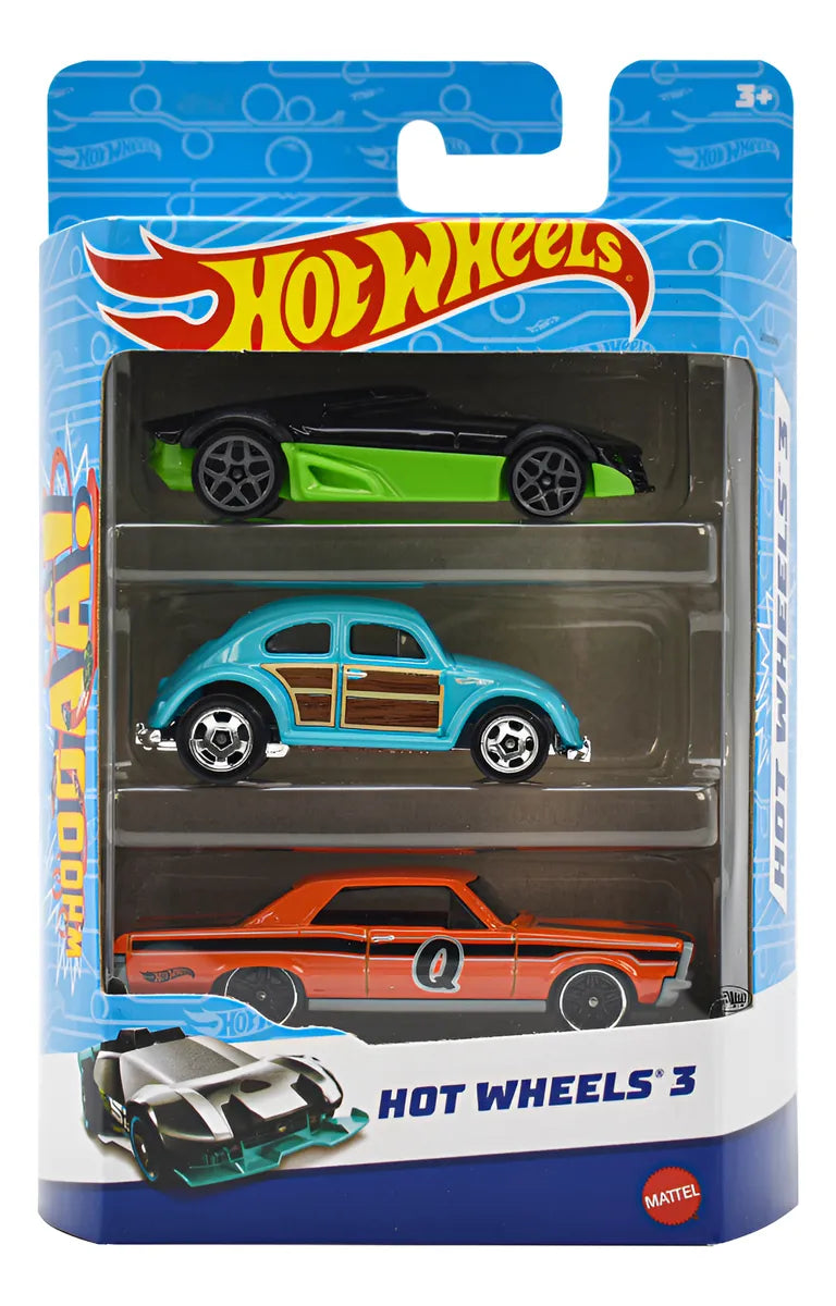Hot Wheels Whoooaa! Tira De 3 Vehiculos Al Azar Mattel Cd Multicolor