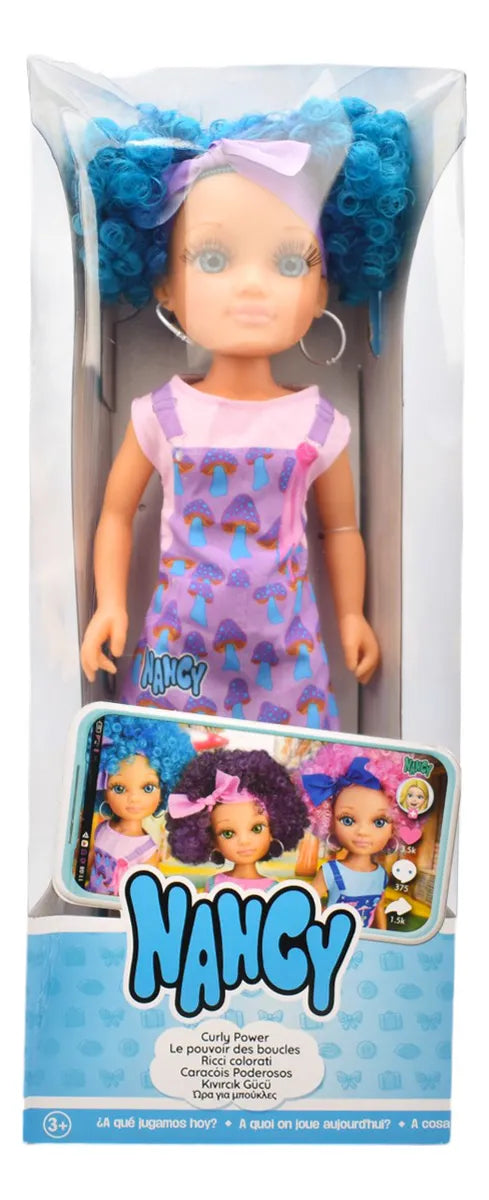 Nancy Curly Power Cabello Azul 43cm Famosa Da
