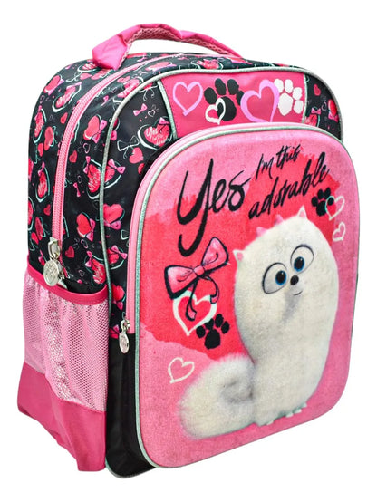Mochila Vida Secreta De Mis Mascotas Gidget 3d Terciopelo Primaria Ruz Con Detalle Rosa Estampado