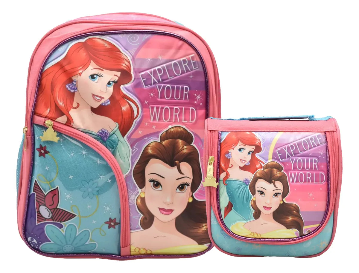 Mochila Disney Princesa Explore Kit 2pz Primaria 158744 Ruz Rosa Estampado, Relieve