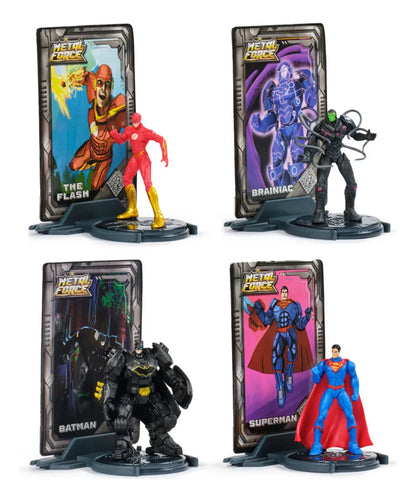 Pack de 4 Figuras coleccionables DC Comics Brainiac Vs. Batman, Superman Y Flash Incluye Tarjetas De Coleccionista Metálicas 6072651 Spin Master