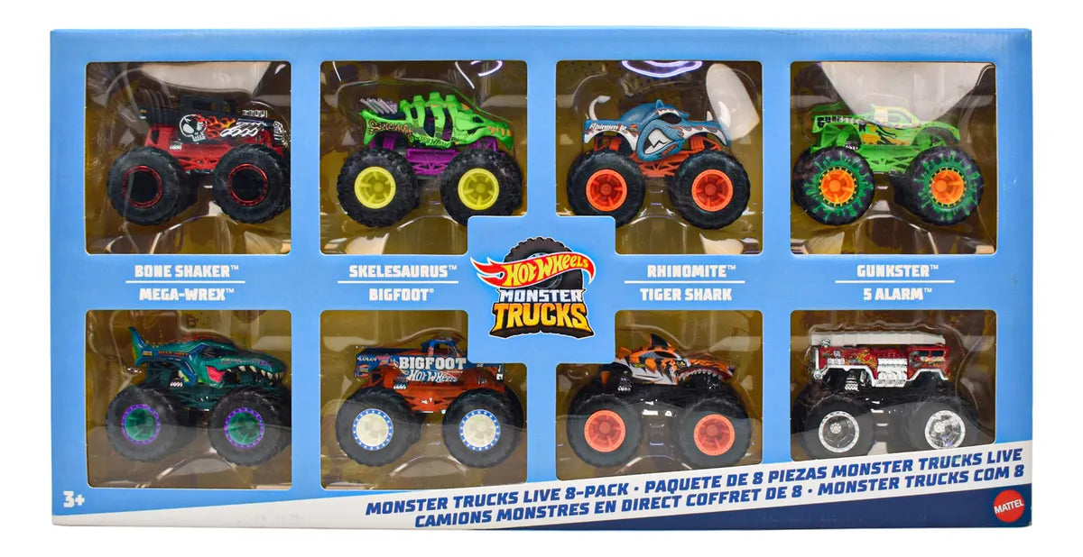 Hot Wheels Monster Trucks Pack 8 Camiones 1:64 #2 Mattel Multicolor