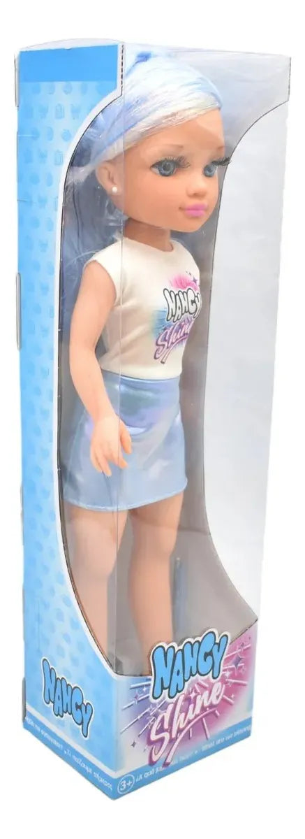 Nancy Shine Pack 3 Cabello Azul Violeta Y Rosa 45cm Famosa