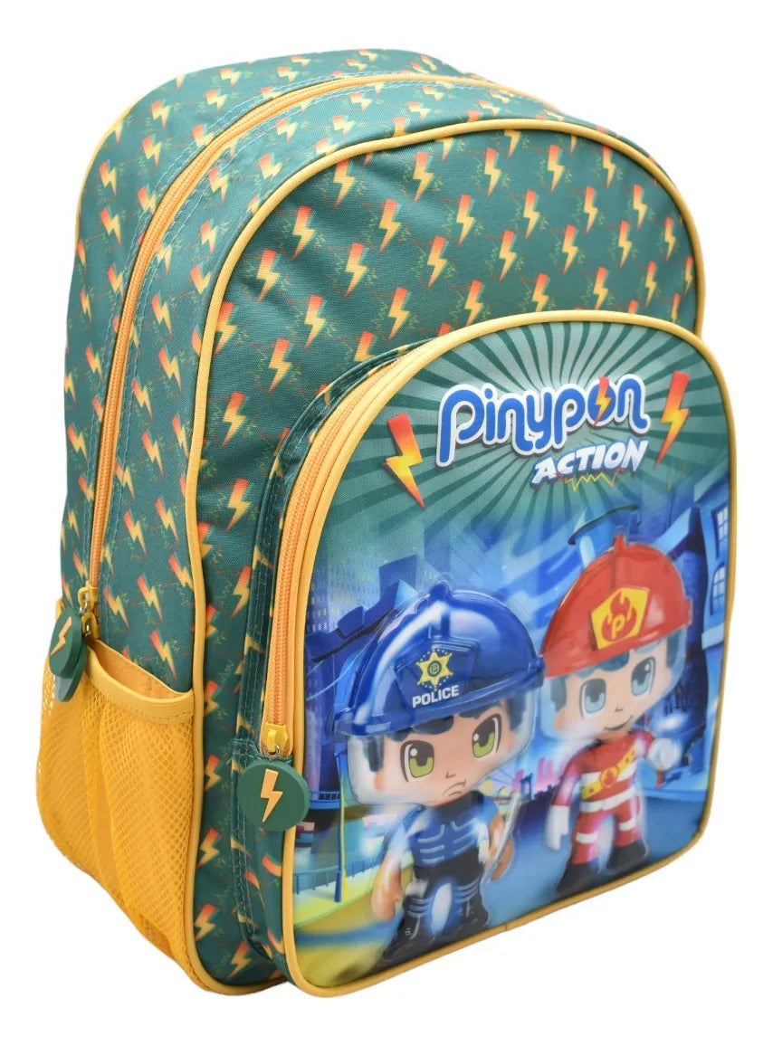 Mochila Lapicera Pinypon Action 4pz Color #3 Primaria 15988 Verde Etampado