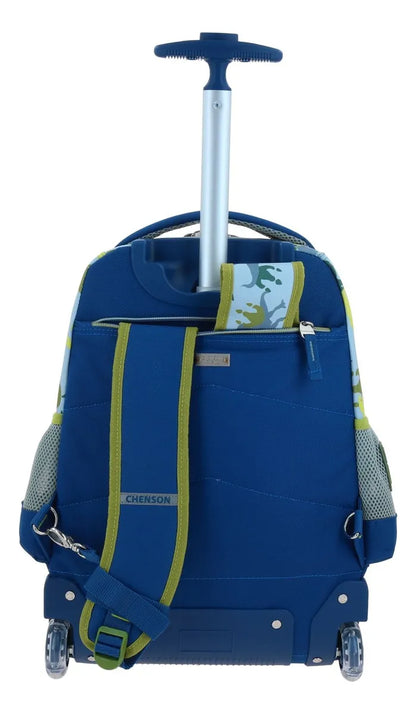 Chenson Blue Printed Wheeled Backpack Kit 2pc Dino Land No Sound Primary School