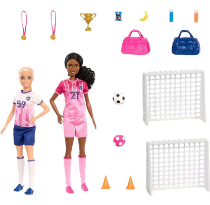 Barbie Futbol Play Set 15 Accesorios 2 Muñecas 29cm Mattel