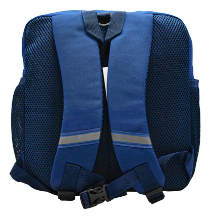 Mochila Escolar Niños Lluvia Robot Azul Marino Porta Credencial Impermeable