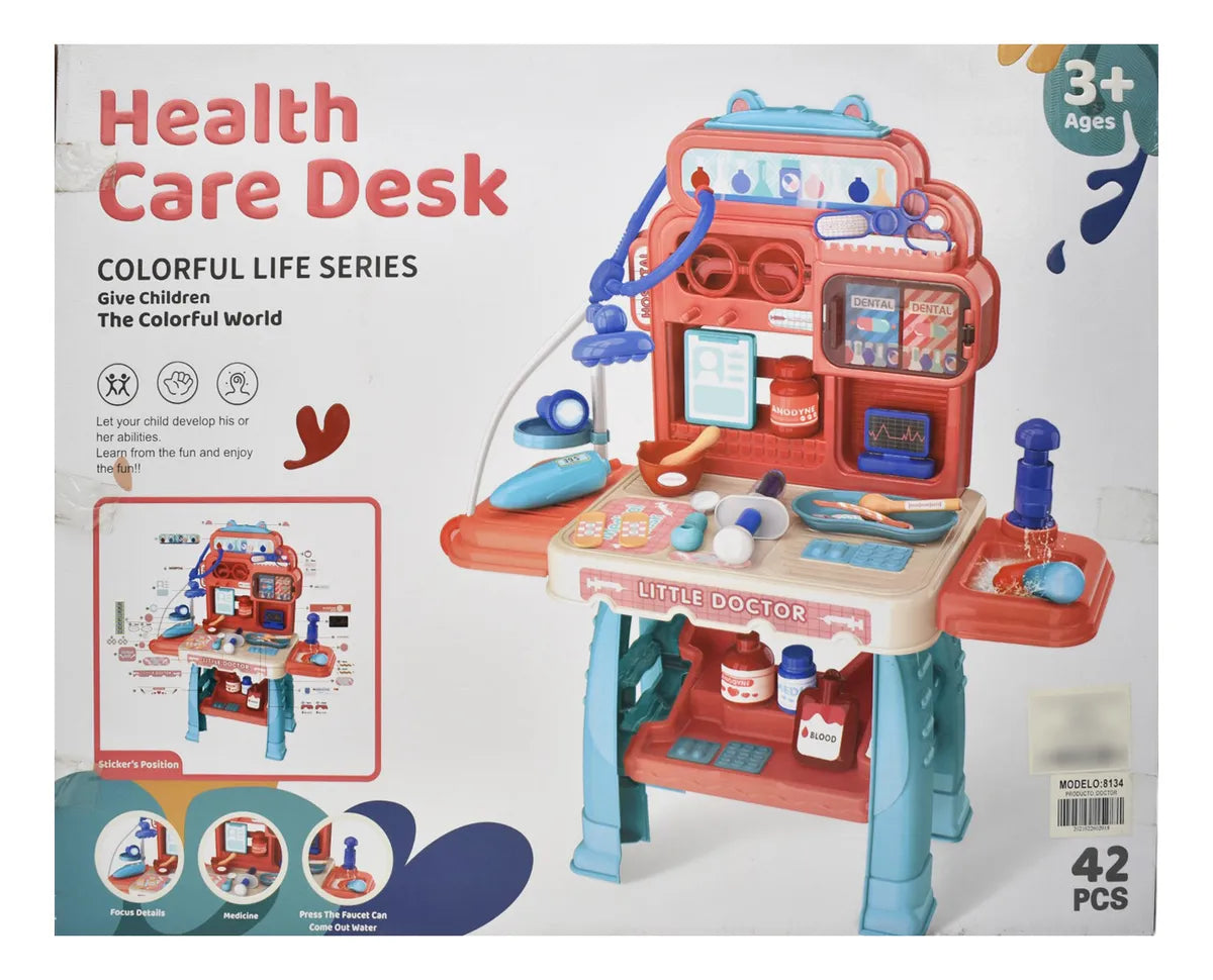 Set Medico Infantil 42 Piezas Rojo Health Care Desk 8134