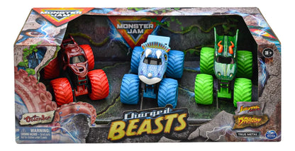 Monster Jam Set Charged Beast 1:64 Spin Master Rojo/azul/verde