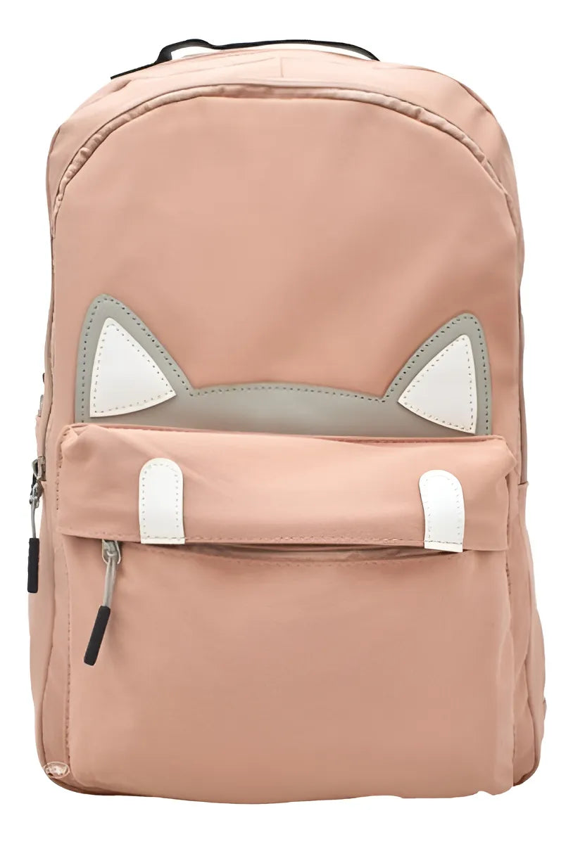 Mochila Escolar Lluvia Love Mapache Coral 19L Bordada Infantil