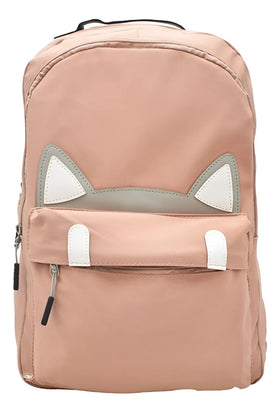 Mochila Escolar Lluvia Love Mapache Coral 19L Bordada Infantil