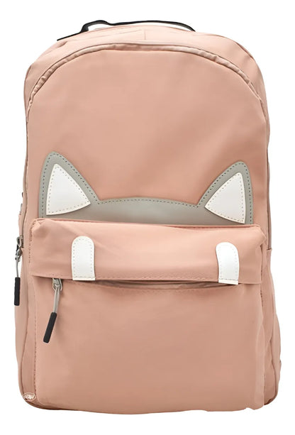 Mochila Escolar Lluvia Love Mapache Coral 19L Bordada Infantil