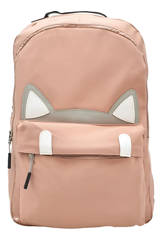 Mochila Escolar Lluvia Love Mapache Coral 19L Bordada Infantil