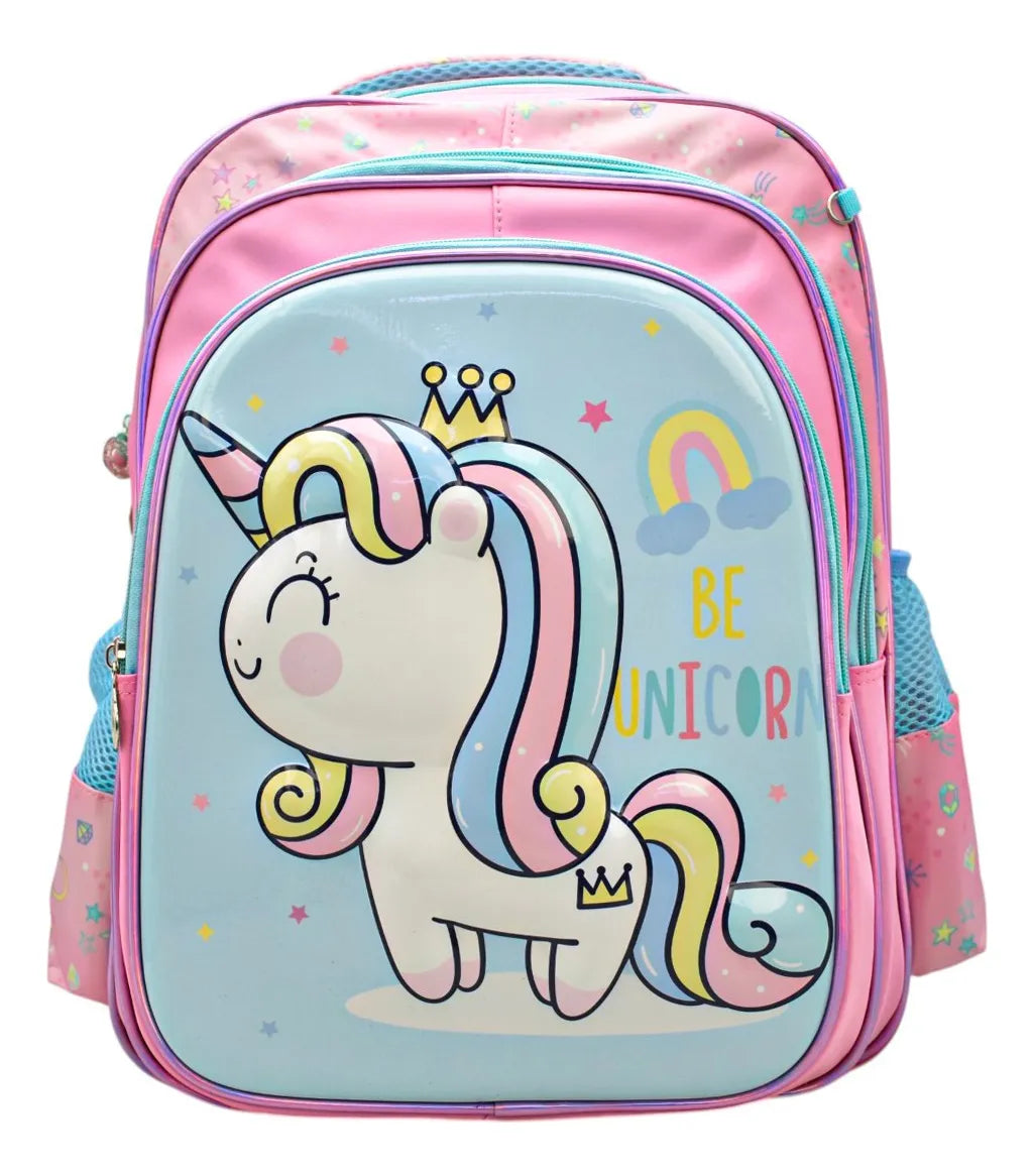 Mochila Unicorn Kit 2pz Primaria Ll24bpp520 Detalle Rosa 3d