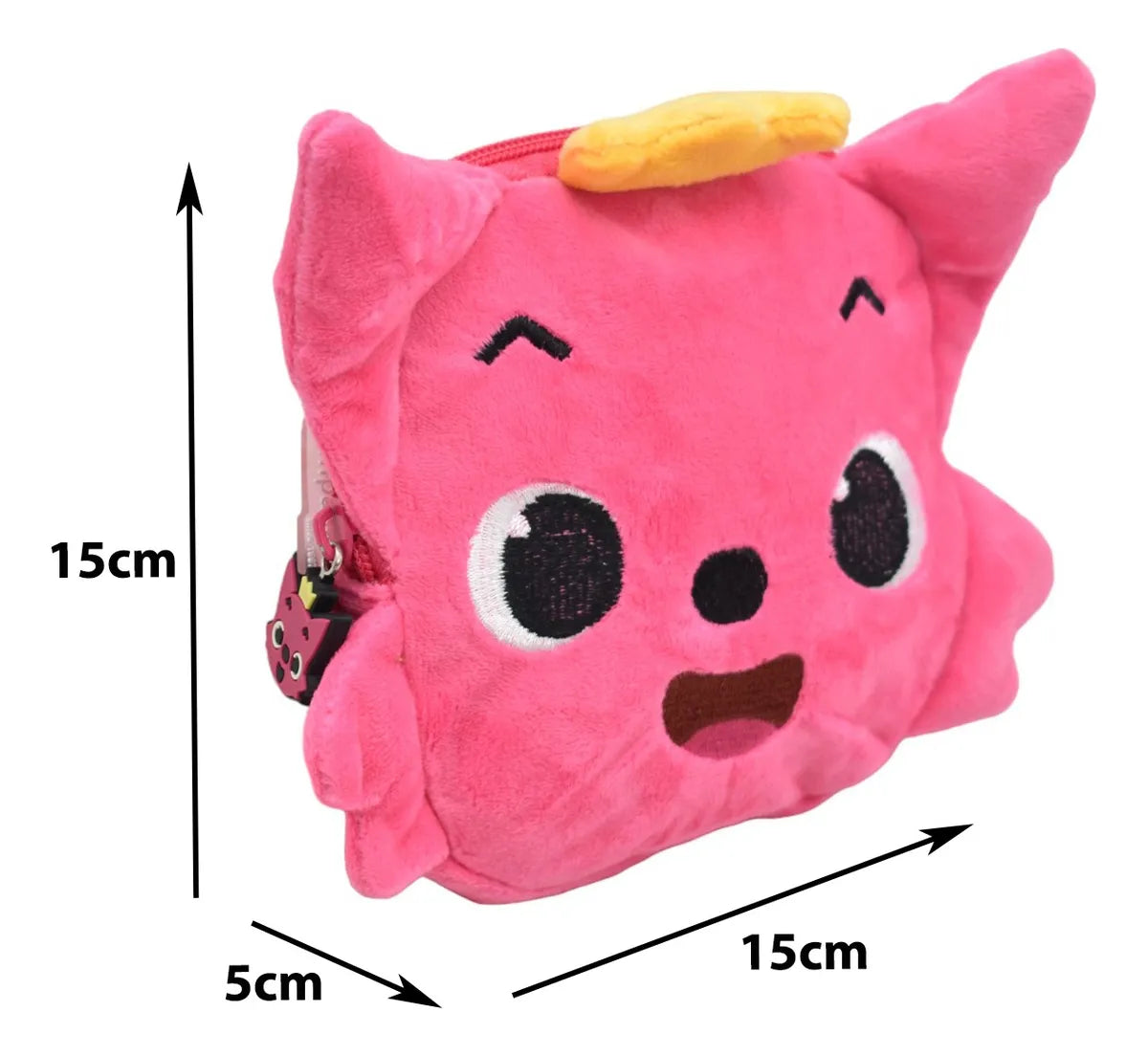 Mini Cangurera Infantil Peluche Pack Pinkfong Baby Shark Atm Rosa/amarillo Bordado Peluche