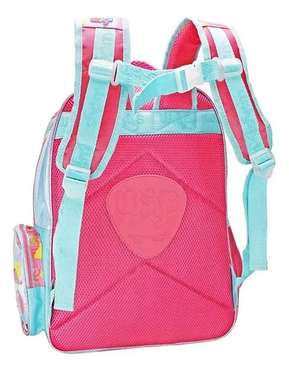 Mochila Y Lonchera Flamingo Primaria Lentejuela Wilys Azul/rosa Lentejuela, Estampado