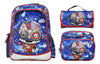 Mochila Lonchera Lapicera Robot Chibots Azul Primaria Lluvia Azul Estampado