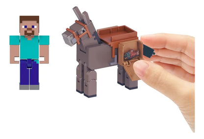 Minecraft Figura De Acción Steve Y Burro 9cm Mattel