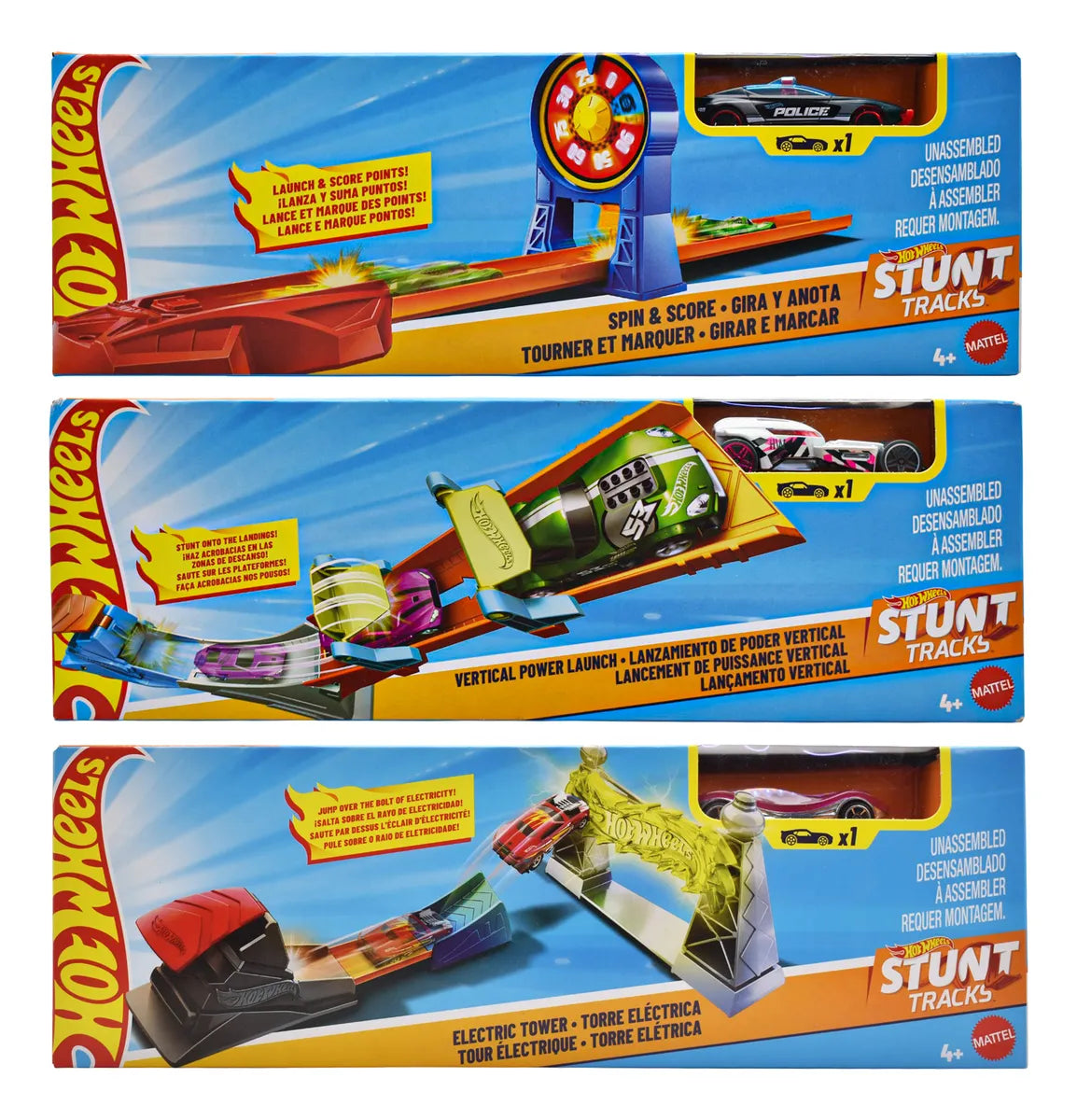 Hot Wheels Stunt Tracks Pack 3 Lanzadores Mattel Multicolor