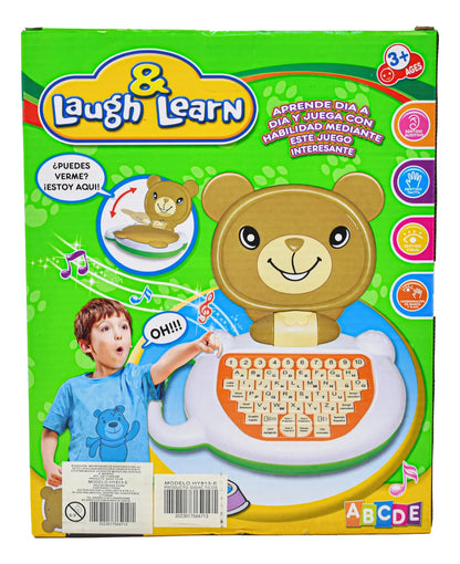 Mini Laptop Oso Juguete De Aprendizaje Con Luz Y Sonido Cf Marrón Claro