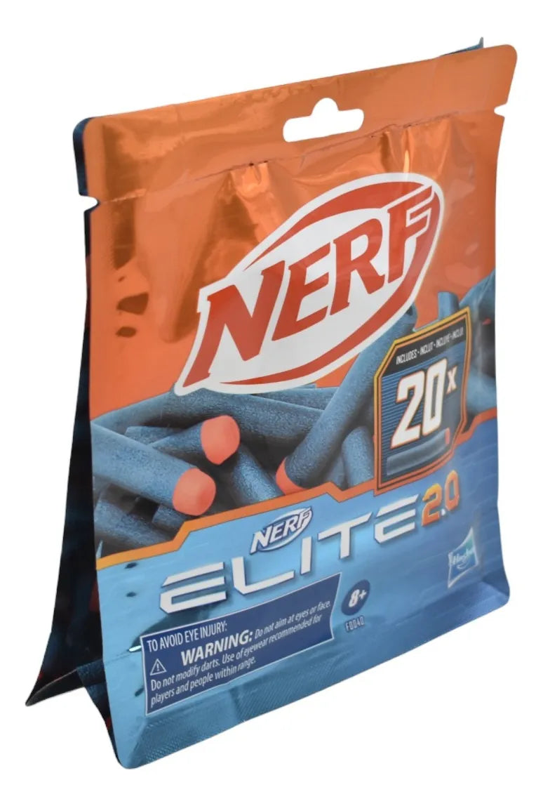 Nerf Pack with 20 Elite 2.0 Darts Original Hasbro Blue/Orange
