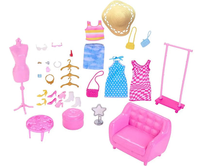 Barbie Conjunto Estilista Y Armario 25 Piezas Hpl78 Mattel