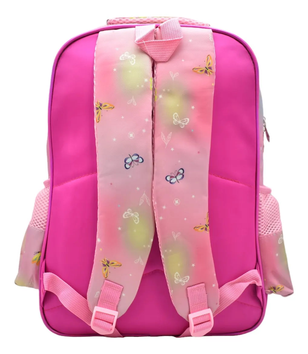 Mochila Oso Con Flores Kit 3pz Primaria Ll24bpp513 Rosa Chicle 3d