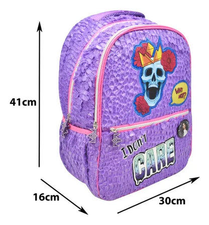 Mochila Platica Polinesia Why Not I Dont Care Estampado Violeta Primaria 0210 Atm