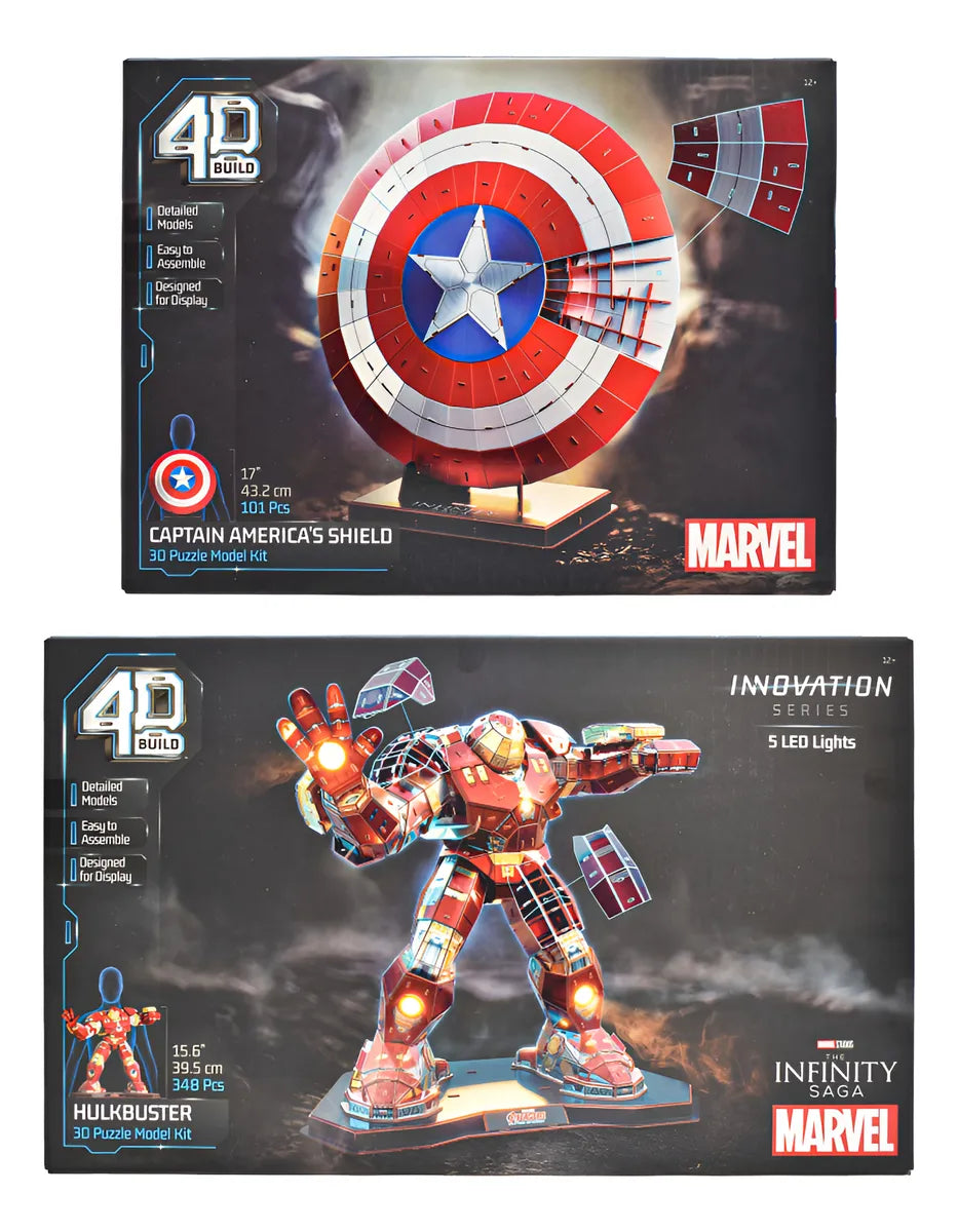 Marvel Rompecabezas 4d Pack Escudo Y Hulkbuster Spin Master