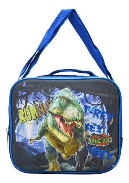 Mochila Lonchera Lapicera Dino Dig 3d Azul Primaria Azul Marino 3d