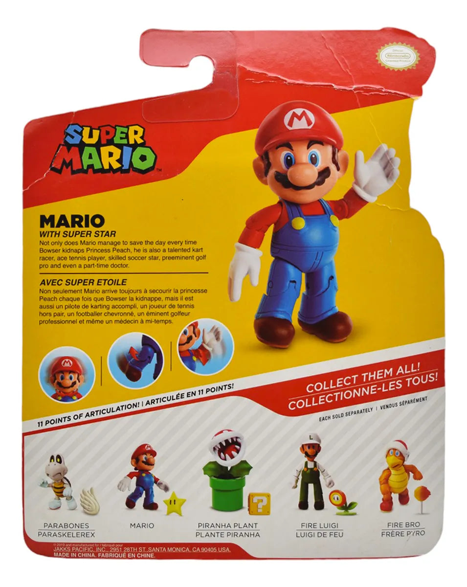 Super Mario Con Superestrella Figura 10 Cm Jakks Pacific Da