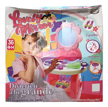 Tocador Espejo Encantador 6 Accesorios 36 Meses Cf Rosa