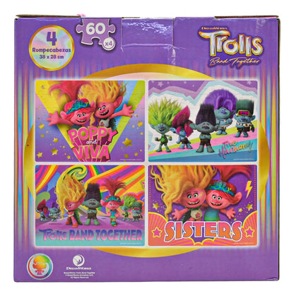 Rompecabezas Pack Baby Shark Y Trolls 60 Pz C/u Novelty