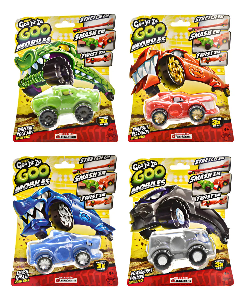 Goo Jit Zu Goo Mobiles Pack 3 Personajes Moose Blazagon/thrash/pantaro/rock Jaw Multicolor