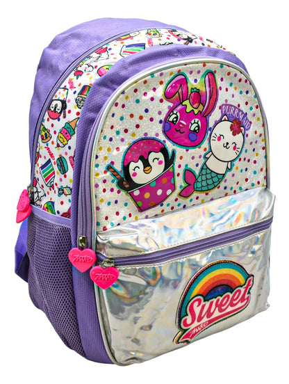 Mochila Sweet Helados Animalitos Primaria Miko Club Detalle Violeta Estampado
