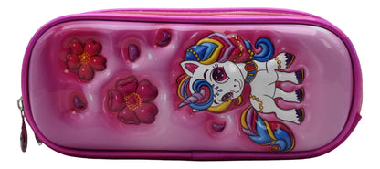 Mochila Unicornio Flores Kit 3pz Primaria Ll24bpp525 Rosa Chicle 3d