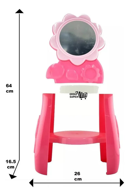 Tocador Espejo Encantador 6 Accesorios 36 Meses Cf Rosa