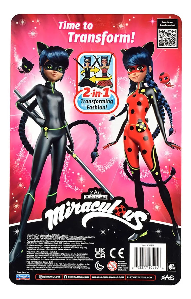 Miraculous Ladybug - Muñeca Marinette Outfit Mágico 10.5" - Con Transformación de Atuendo y Mascarilla Extraíble - Ideal para Regalo